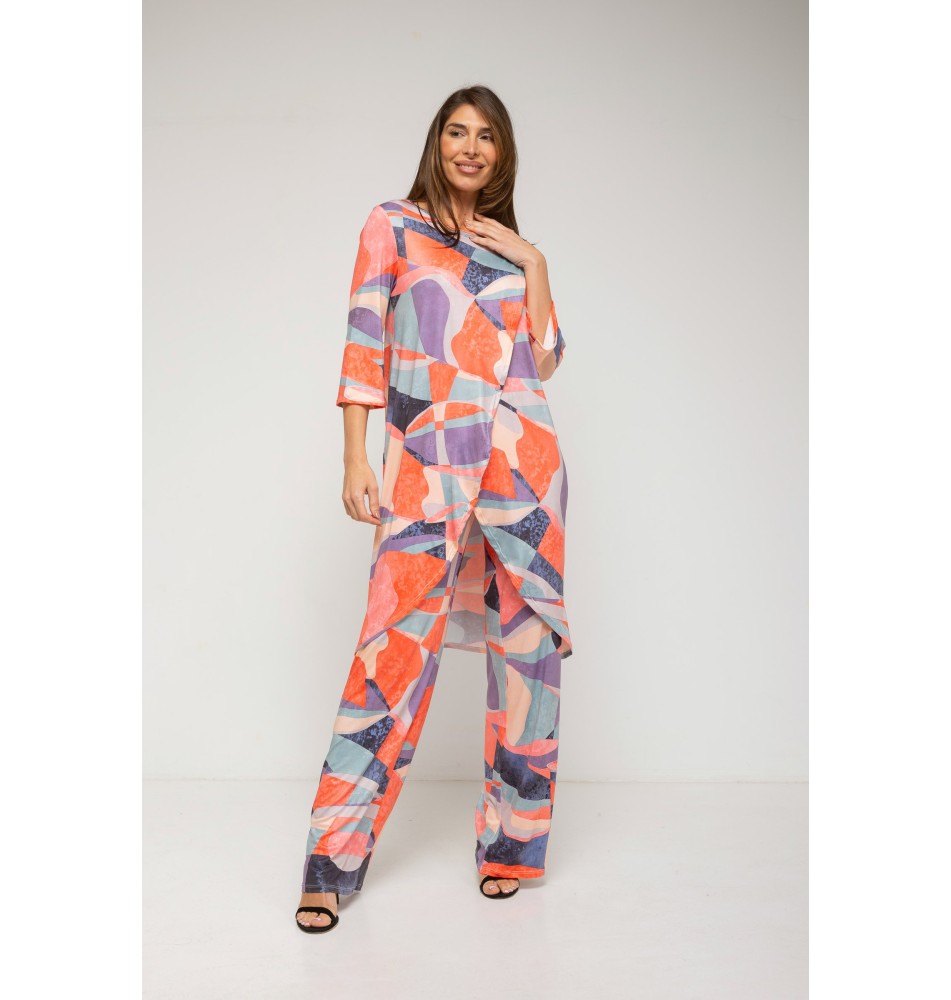 Conjunto  túnica larga y pantalón estampado 1