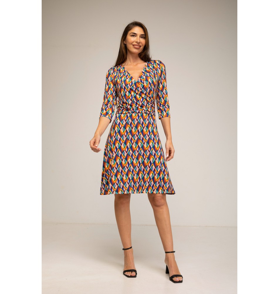 Vestido corto con escote cruzado estampado 1