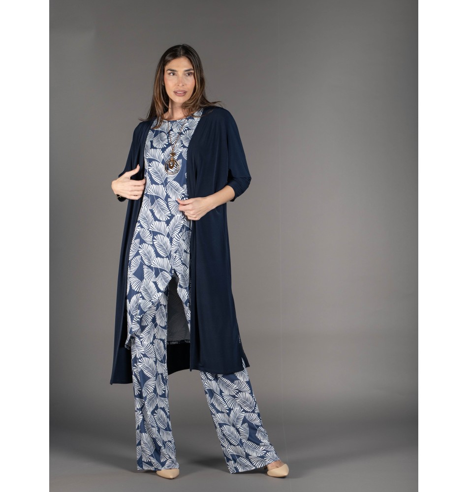 Kimono largo liso marino