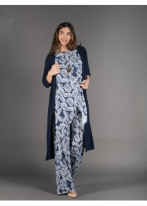 Kimono largo liso marino