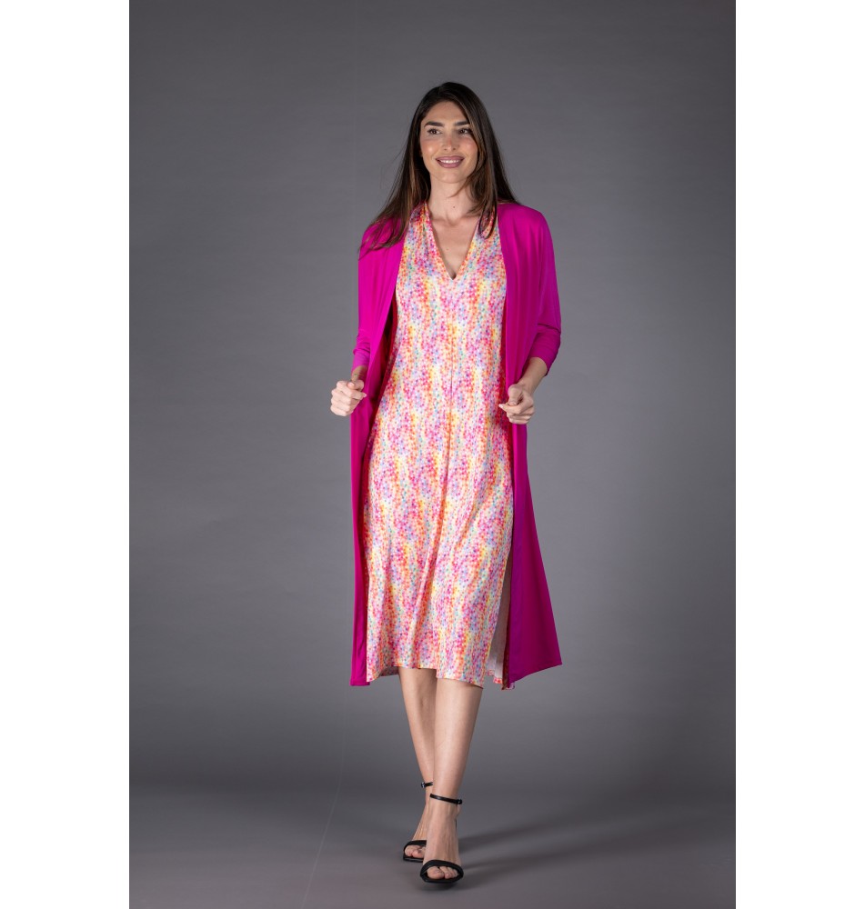 Kimono largo liso fuxia