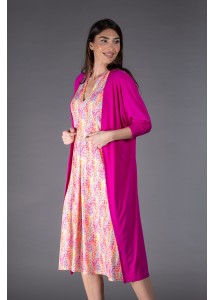 Kimono largo liso fuxia