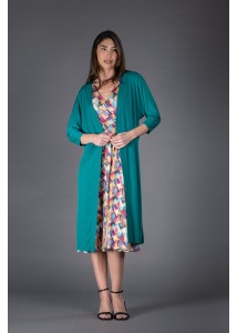 Kimono largo liso verde botellla