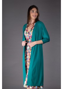 Kimono largo liso verde botellla