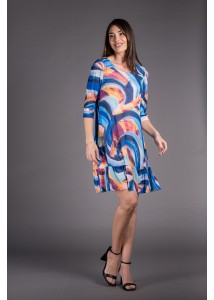Vestido corto tul estampado azules