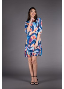 Vestido corto tul estampado azules