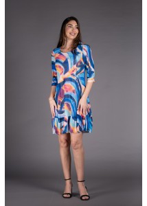 Vestido corto tul estampado azules