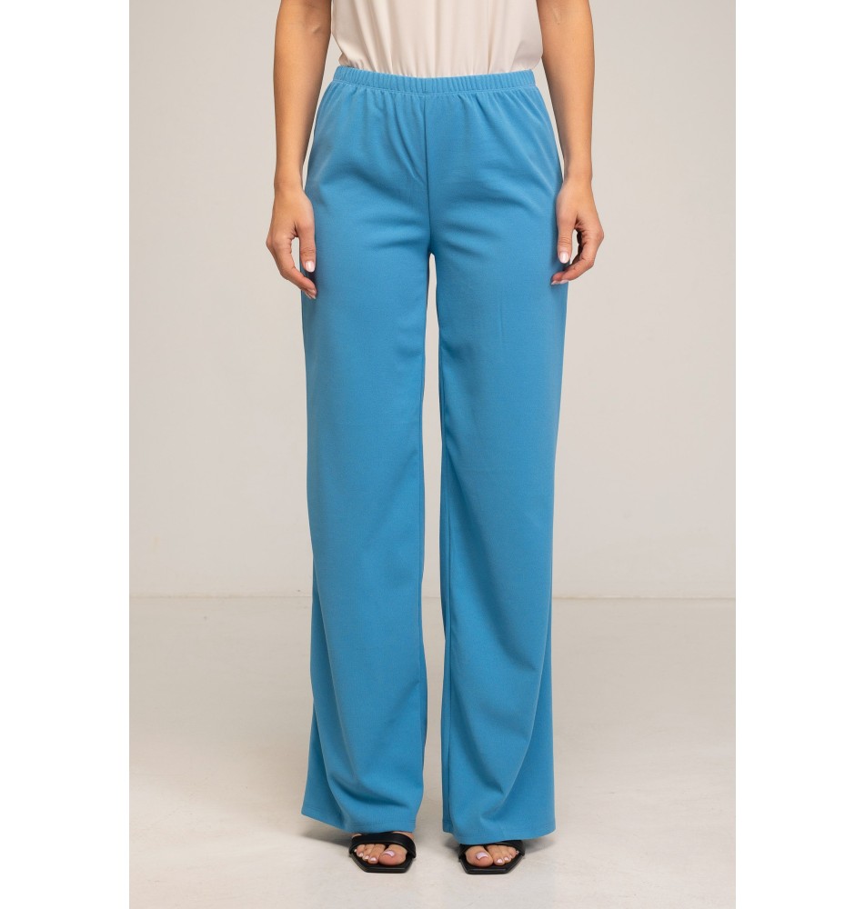 Pantalón recto con goma neocrepe  AZUL
