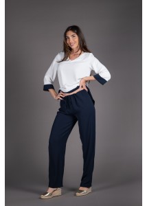 Pantalón con cordón en la cintura marino