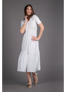 Vestido con cuerpo de punto color blanco