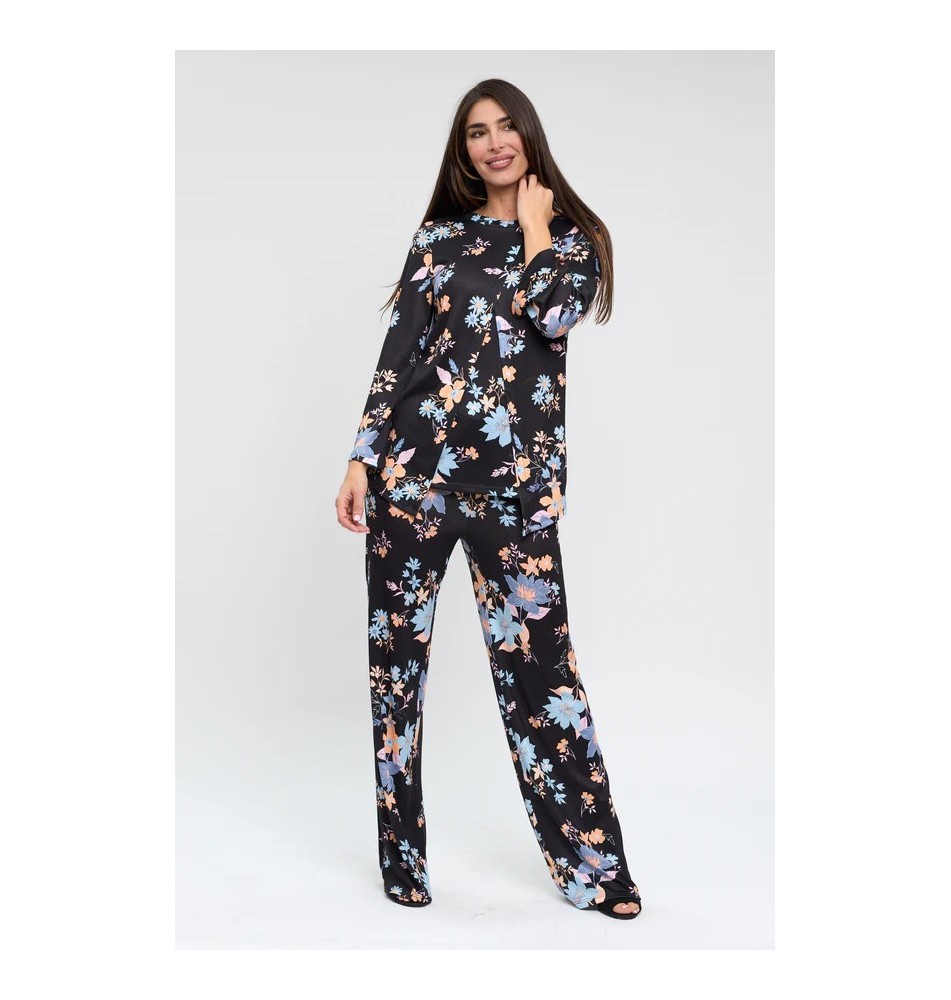 Conjunto de pantalón y jersey corte cruzado delantero japonés