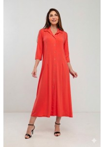 Vestido Camisero largo liso de punto de seda