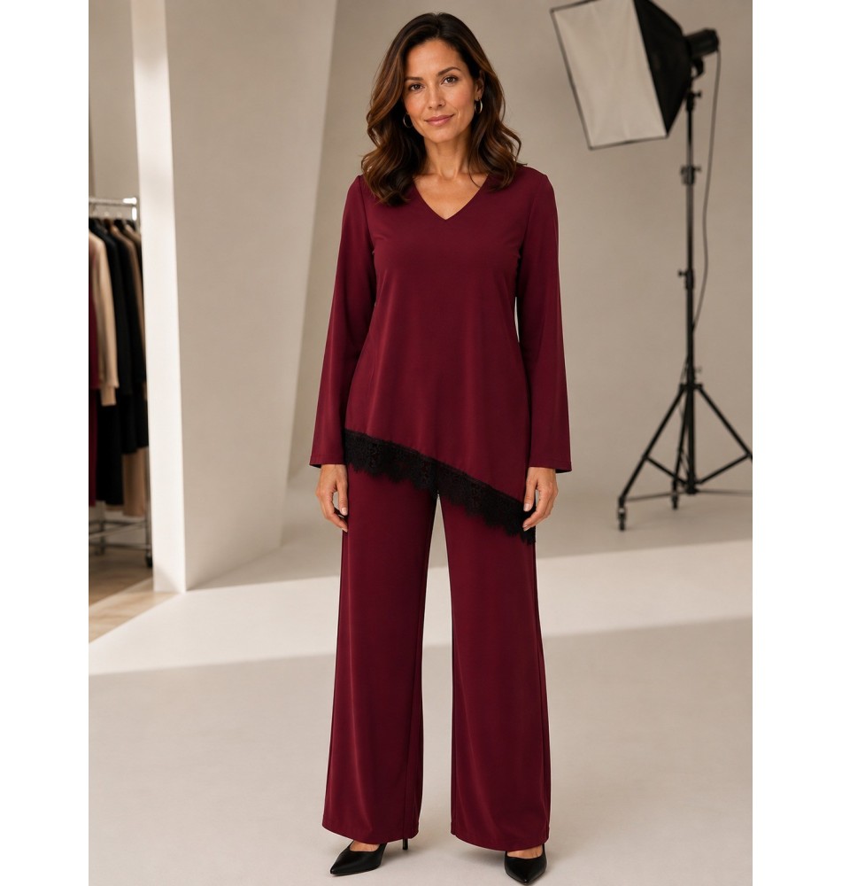 Conjunto liso túnica asimétrica y pantalón recto