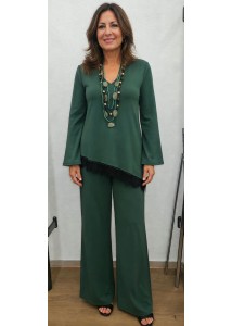 Conjunto liso túnica asimétrica y pantalón recto