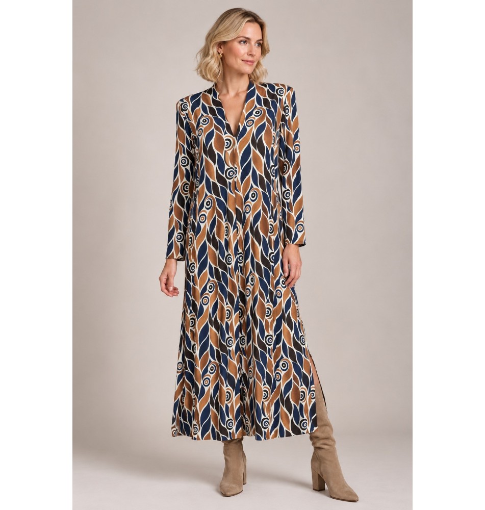 Vestido midi con escote pico y pliegue delantero