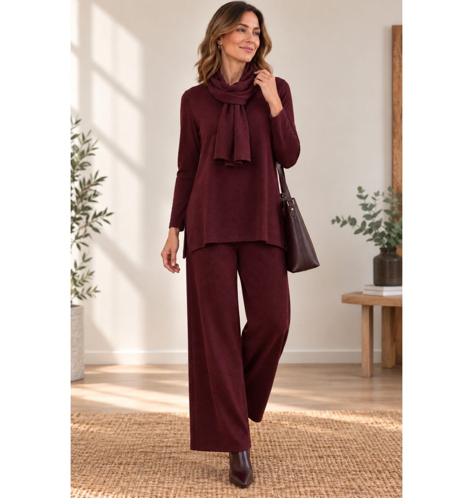 Conjunto de punto con pantalón y bufanda