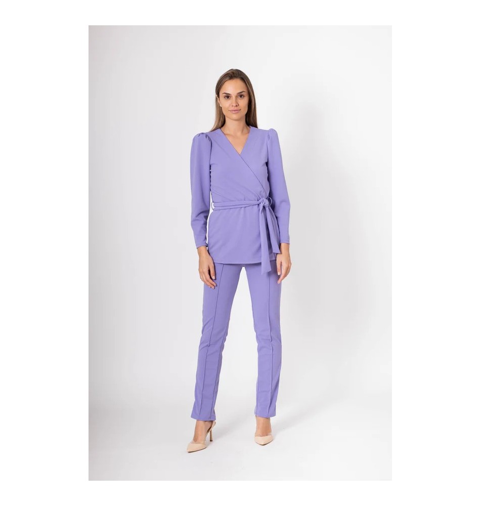 Traje de pantalón liso malva