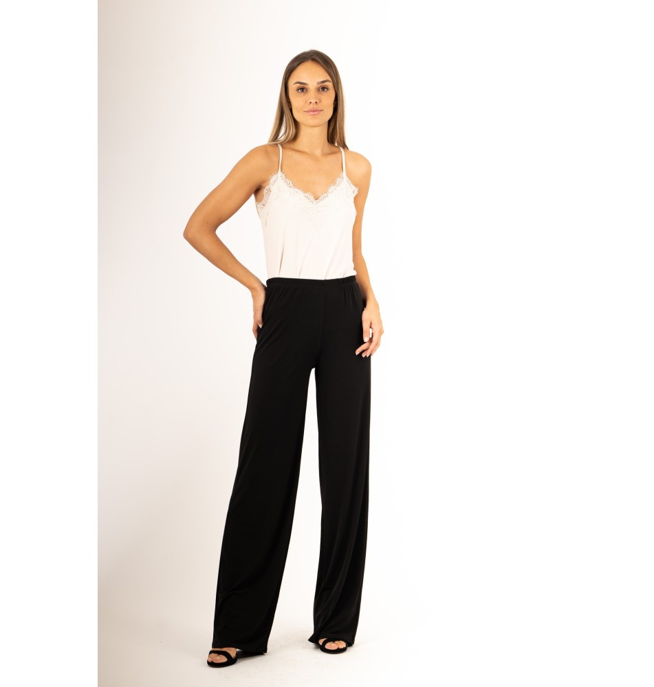 Pantalón recto de punto de seda