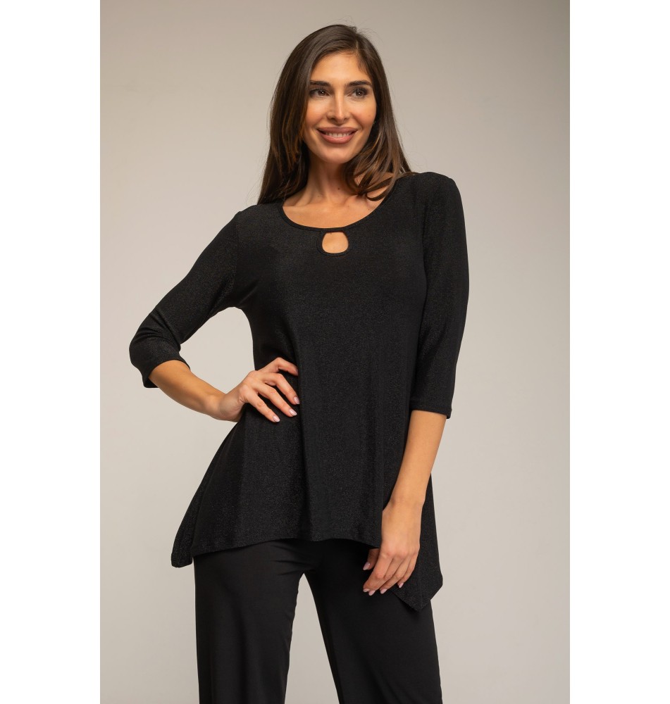 camiseta larga con picos laterales escote redondo