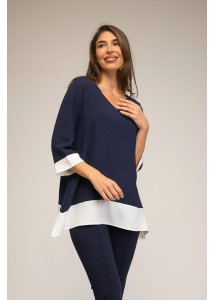 BLUSA MUJER BICOLOR  marino
